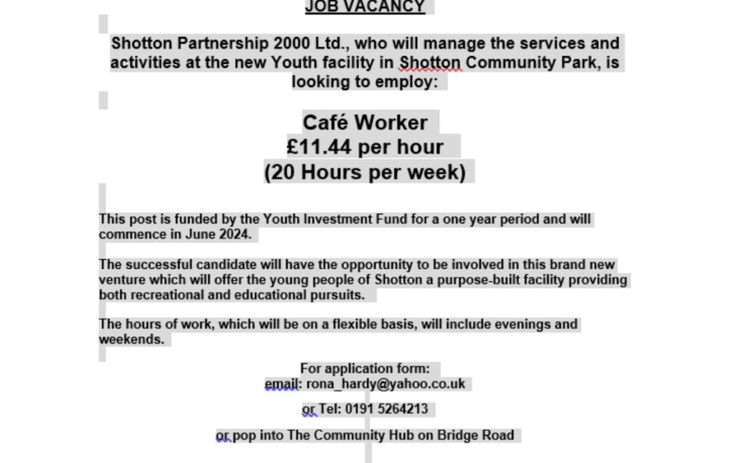 Job Vacancy at Shotton Youth Centre