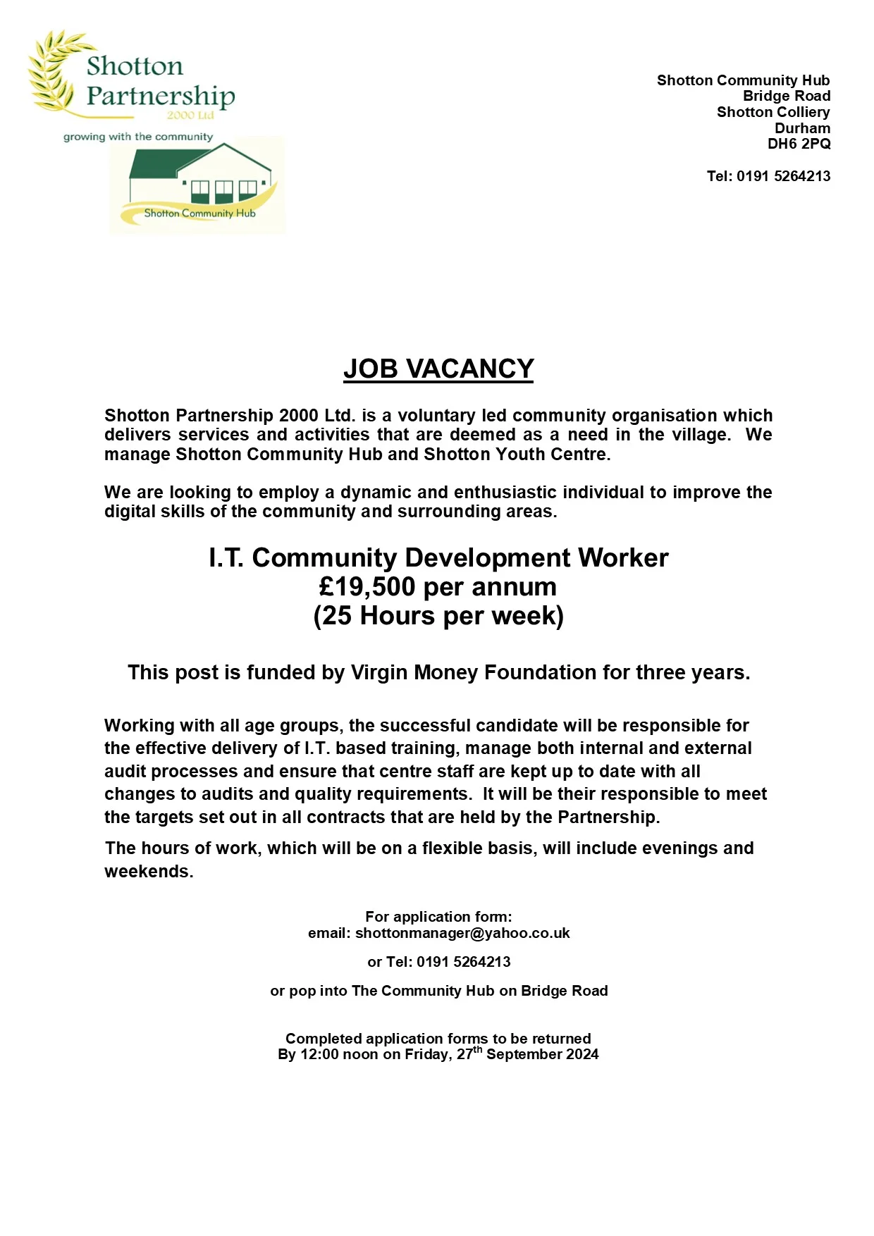 Job Vacancy IT Community Worker